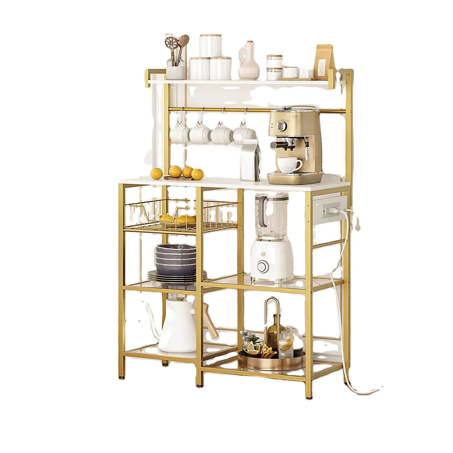 Multi-purpose bedroom furniture kitchen furniture toughened glass bread rack with 4 s-hook