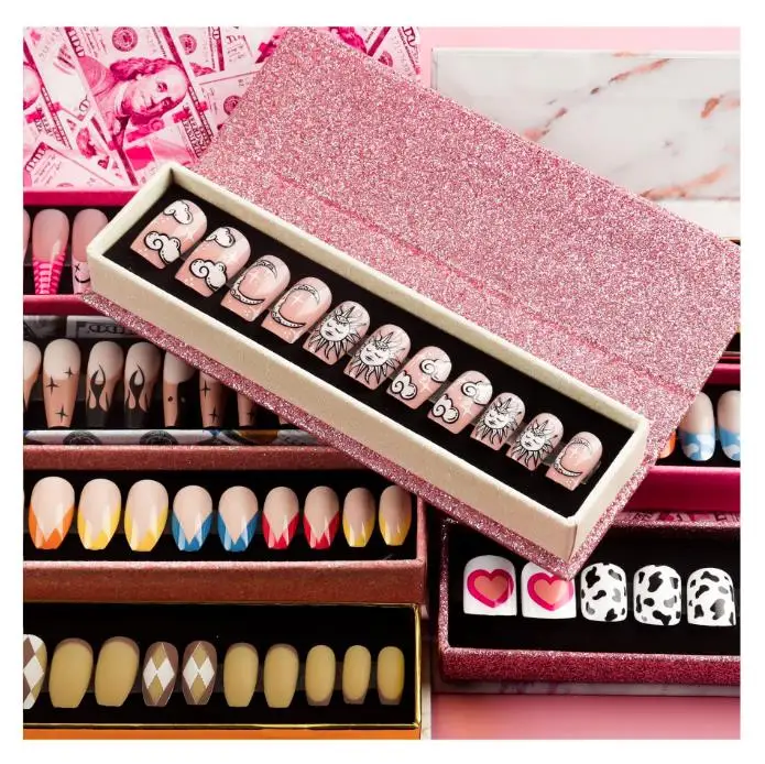 Custom Logo Luxury Paper Packaging Box For Beauty Manicure Nail Magnet Hard Rigid Closure Packaging Boxes With Ribbon