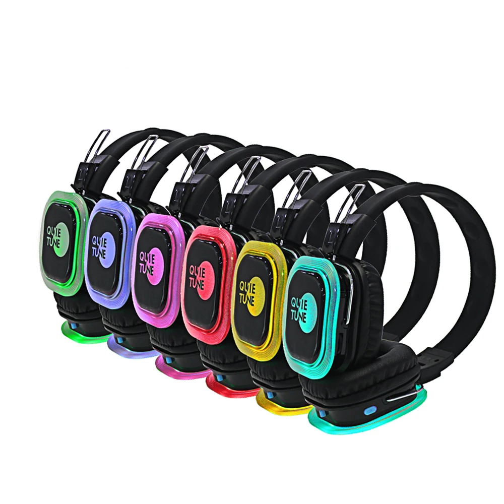 Best Sale F39 HIFI Silent Disco Headphones and Transmitters LED Headset 500M Control Range 10 Channels Party 3 or more channels