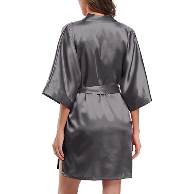 Wholesale Satin Kimono Belted Bridesmaid Party Silk Spa Short Sleeve Wedding Robe