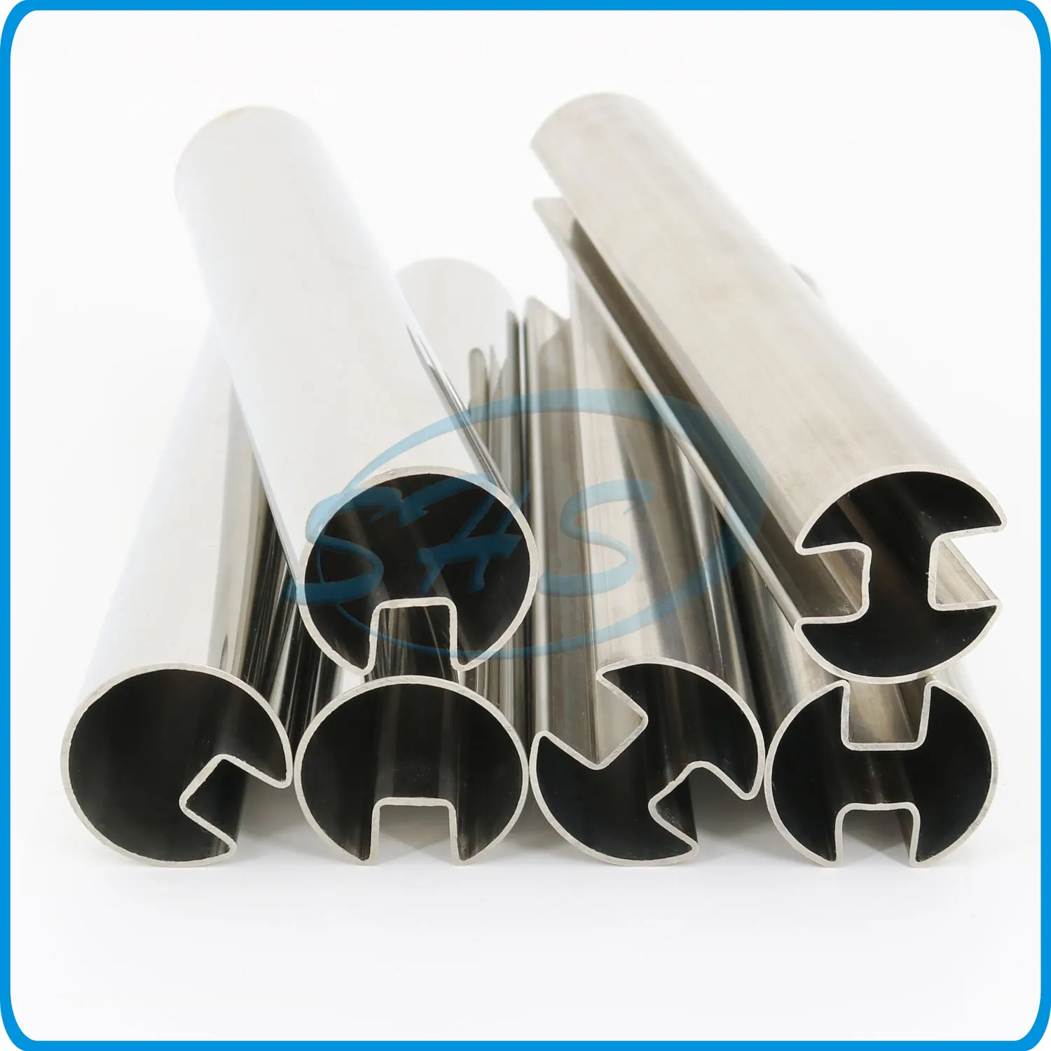 AISI 316 stainless steel groove tube glass handrail railing welded stainless steel round single slot pipe with mirror polishing