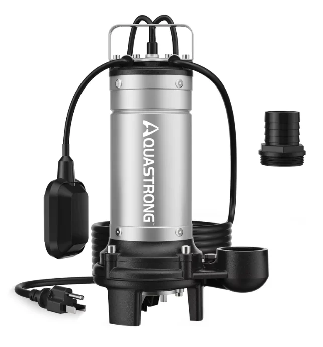 2-Inch 1.1KW 1.5HP High Pressure Stainless Steel Submersible Sewage Pump With Cutter Centrifugal Theory for Dirty Water Drainage