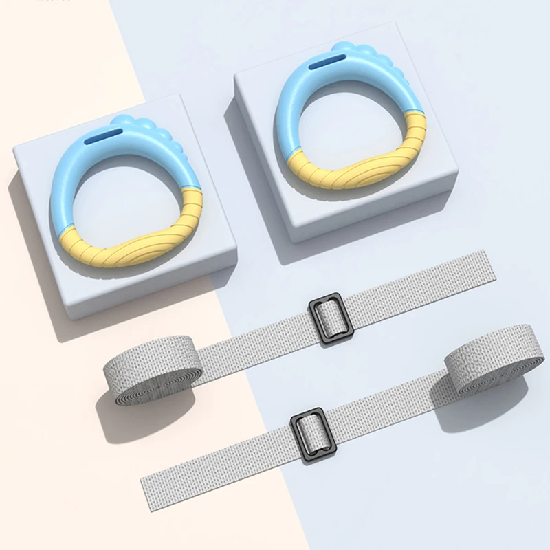 1Pair ABS Adult Gymnastics Rings with Heavy Duty Adjustable Strap Home Gym Body Strength Training Pull Up Fitness Equipment