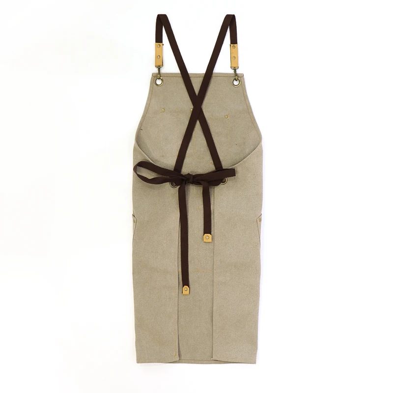 Grey Tailor Work Apron 16oz Washed Canvas Barber Work Barista Apron Sewing Tool Apron