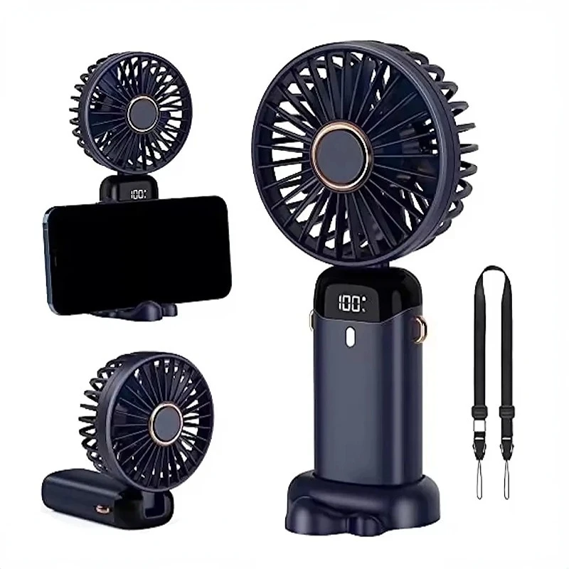 HOULI rechargeable handheld mini portable Hand Fan outdoor standing foldable fan 2000mah electric fans for home