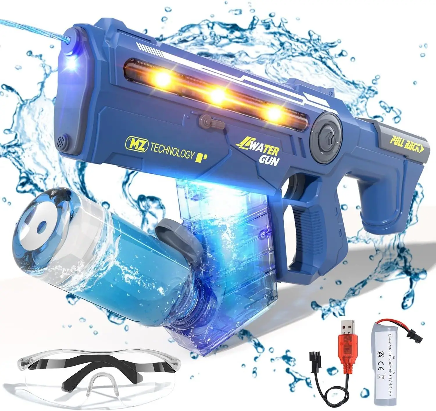 Electronic Automatic Water Gun Powerful Electric Water Gun With LED Lights Squirt Gun for Kids Kids Summer Toys