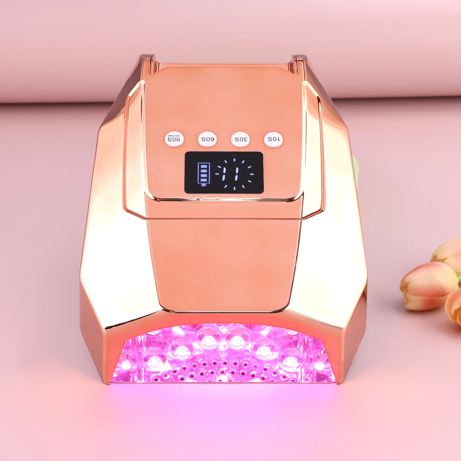 Electroplating Gold 98W Durable Cordless Lamparas uv Nails Pro Mirror-finish Interior Uv/Led Rechargeable Nail Lamp To Dry