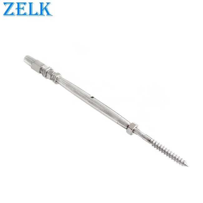 AISI304 316 Stainless Steel Lag Screw End Swageless Closed Body Turnbuckle With  Quick Attach Terminal