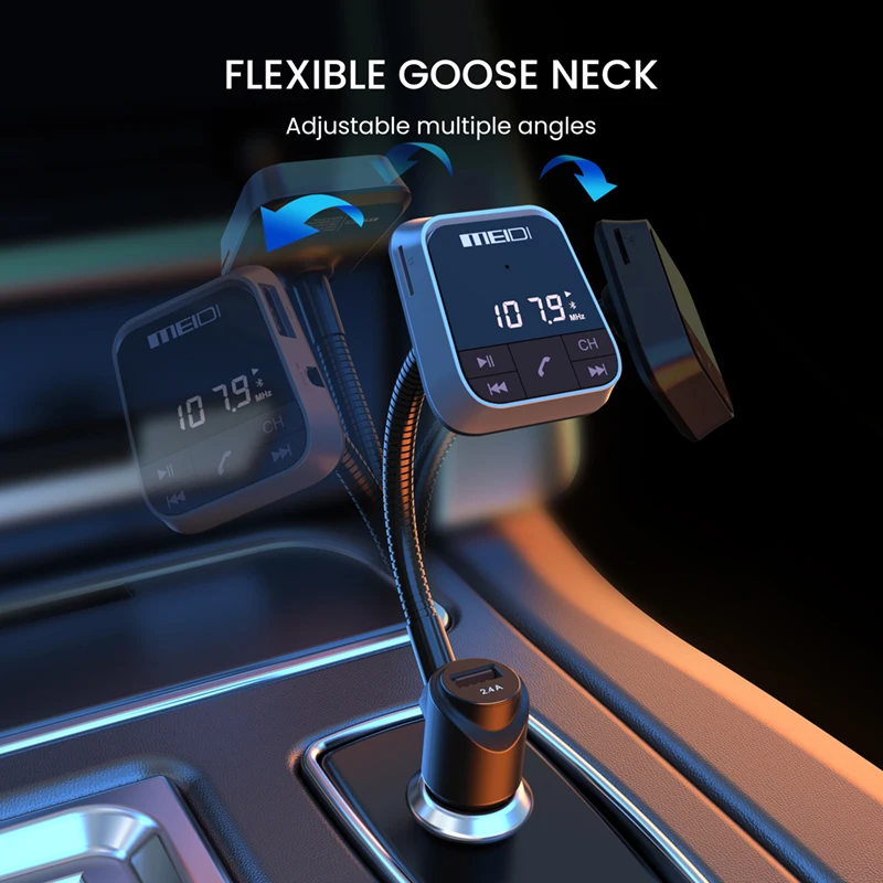 Dual USB Ports AUX Input/output TF Card Mp3 Player Hands-free Car Kit Wireless Radio Adapter QC3.0 and Smart 2.4A Portable 5.0