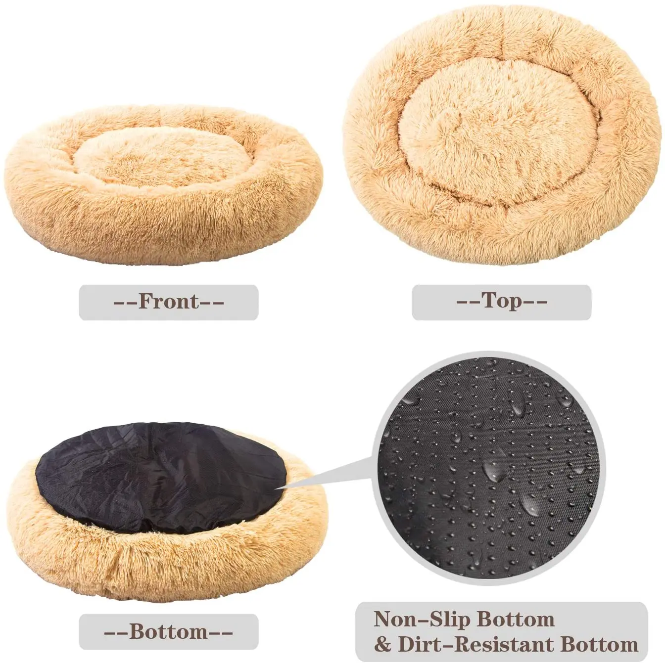  AIDI Free Sample OEM/ODM Soft Donut Washable Fabric Cuddler Furry Cat Dog Cushions Hundebett Calming Luxury Pet Bed For