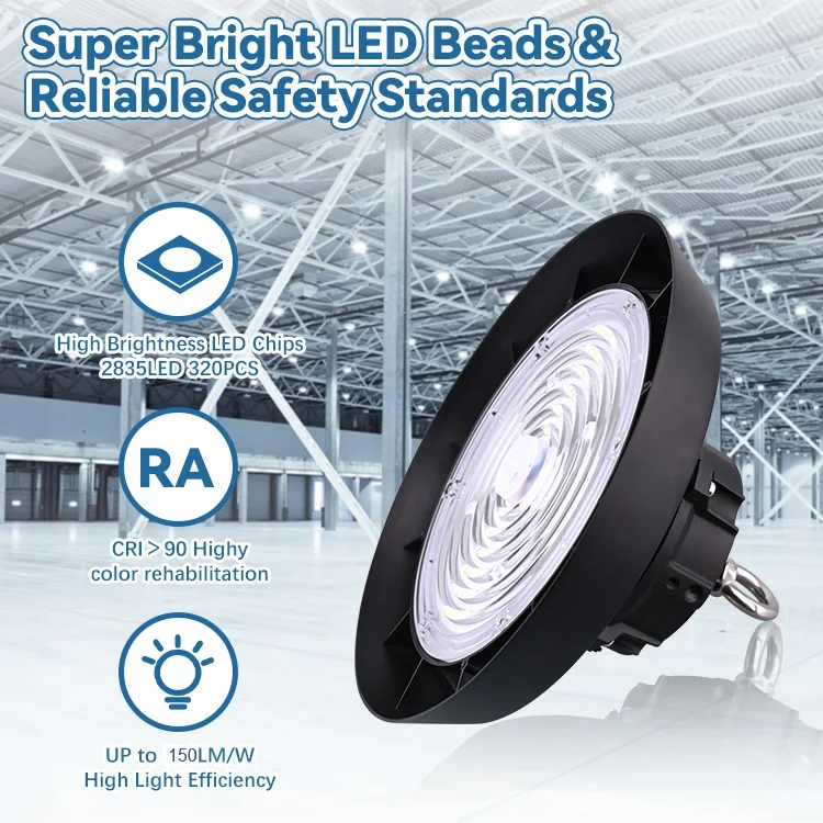 Factory Warehouse Industrial Lighting 100W 150W 200W UFO Led High Bay Light white with CE RoHs
