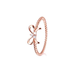 Good Quality Bow Genuine Au 375 Women Jewelry Solid 9K Rose Stamp Ring Gold