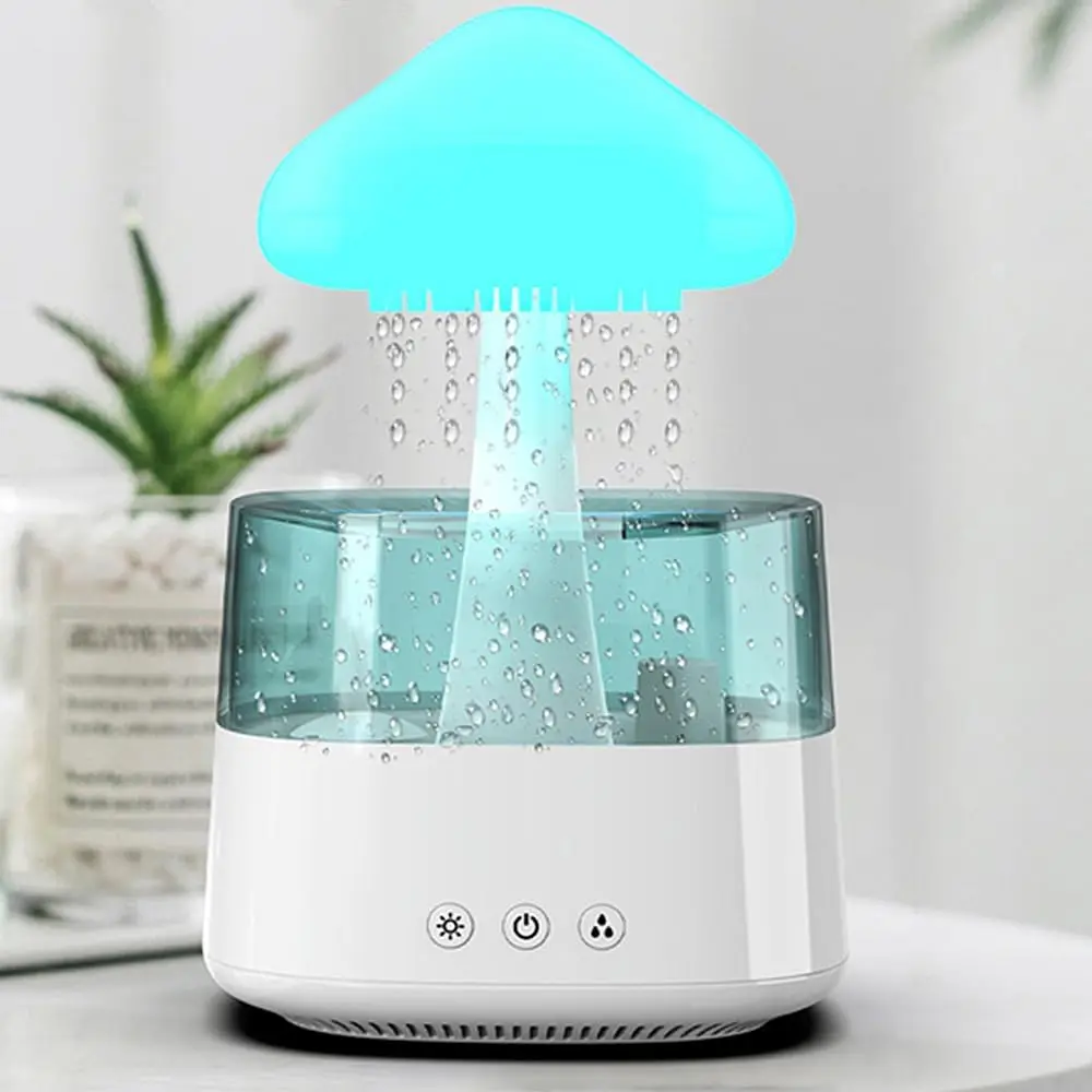 7 Changing Color Mushroom Rain Cloud Humidifier Water Drip Essential Oil Aroma Diffuser Rain-Cloud White Humidifier For Relax