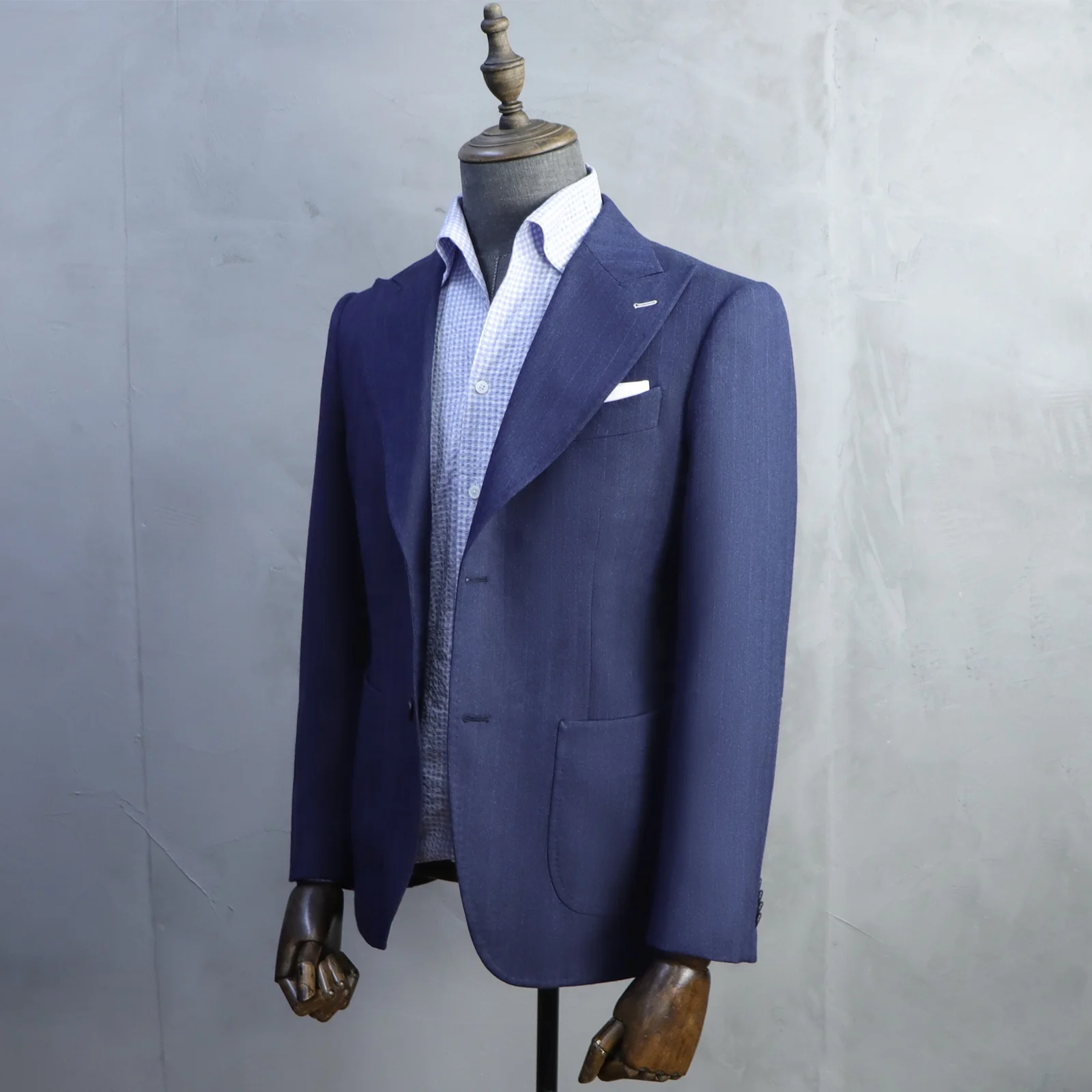 MTM Italian style Custom Suit For Men 100% Wool Peaked Lapel Business Blazer Bespoke Mens Suite Tailor Made  Wedding Blue Suit