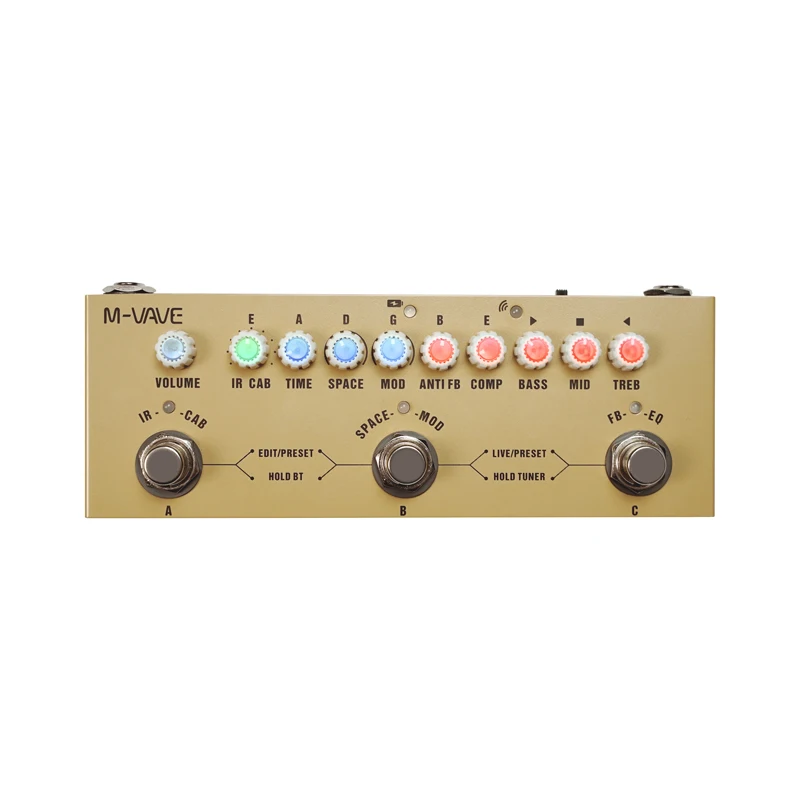 Rechargeable Multi Effects Pedal for Electric Acoustic Guitar Recording Audio Interface Wireless Accompaniment Function