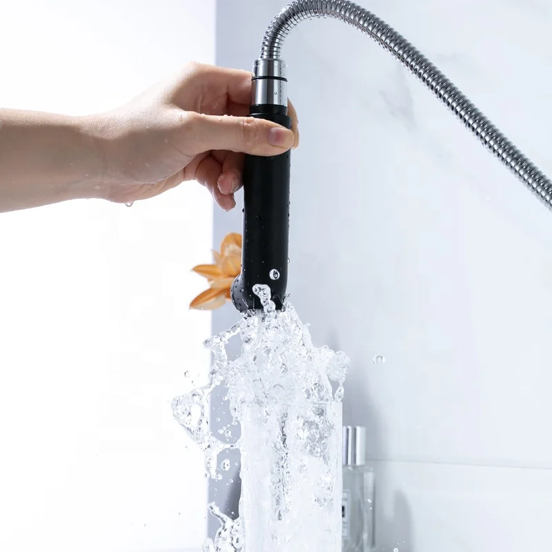 Bathroom Sink Faucet with Pull Out Sprayer Hand Shower Basin Mixer with Two Types of Water Jets