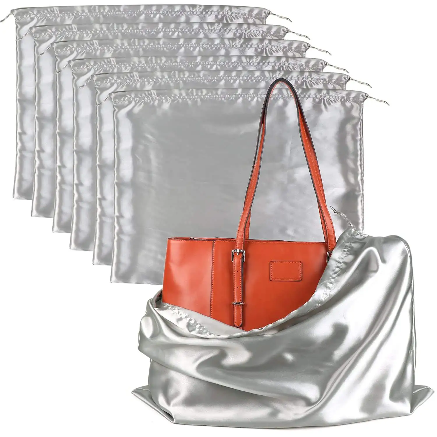 Luxury Purse Shoes Covers Custom Logo Dustproof Storage Large Silk Pouch Satin Drawstring Dust Bag For Handbags