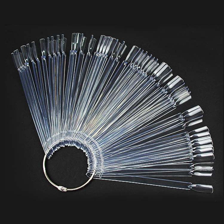 
50pcs Clear false full cover nail tips for nail art practice display artificial finger french nails Roll Packing 