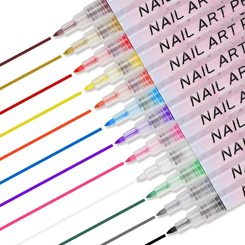 New 0.5mm Nail Manicure Tools Plastic Waterproof Painting Liner Oily Brush White Marker Pen Nail Art Graffiti Pen Gel Pencil