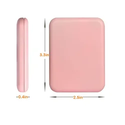 pink color square compact LED light makeup mirror
