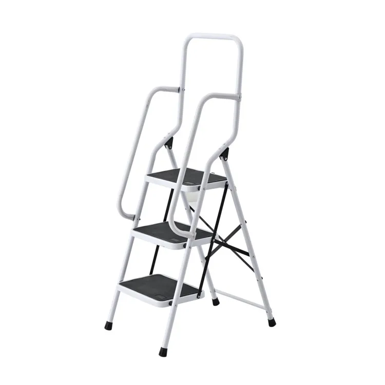 500 lb Capacity Step Stool Folding Ladders for Home Kitchen Steel Frame with Safety Side Handrails