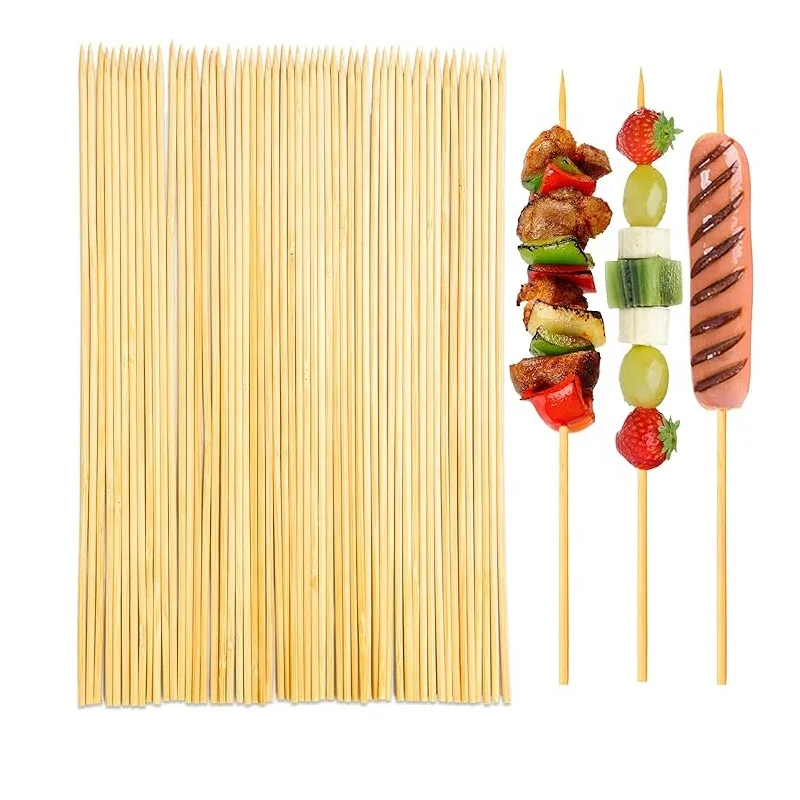 Zhuchuang Durable Skewer sticks Ideal for BBQ Kabob Grilling Cake Topper Chocolate Fountain and Fruit Pack of 100  Bamboo Skewer