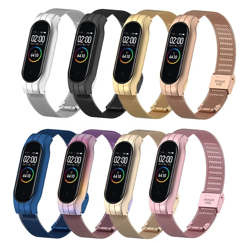 High Quality Watch Band For XiaoMi Series 3 4 5 Stainless Steel Milanese Magnetic Metal Bracelet Mi Band 6 Watch Strap