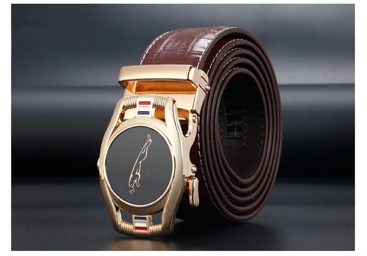 
Alligator pattern leather men belt with watch design 