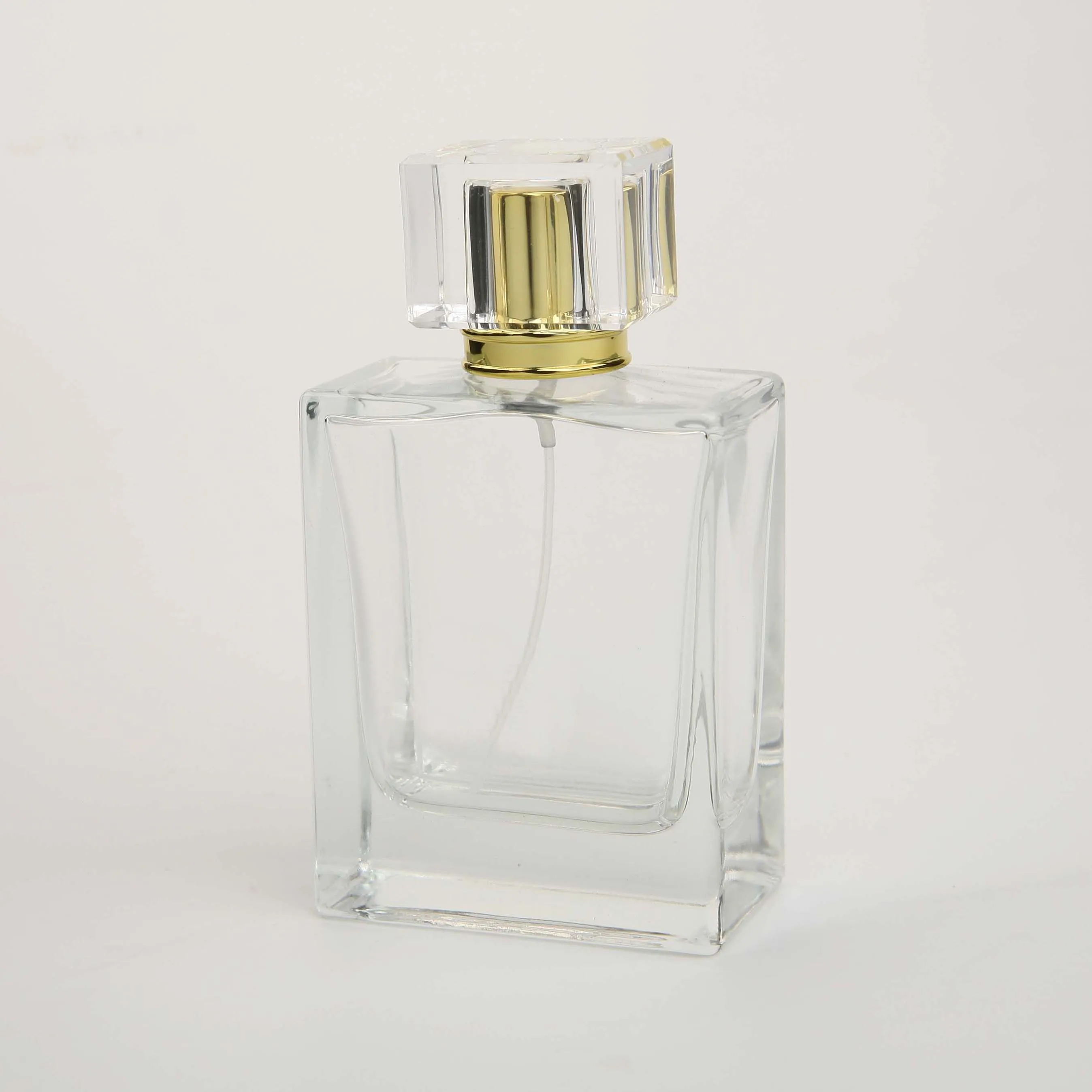 
custom design transparent cosmetic luxury 100ml perfume spray glass square bottle 