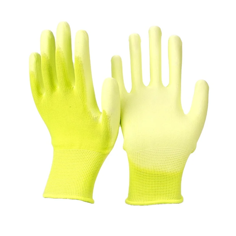 13 Gauge Seamless Top Fit Cleanroom White Safety Gloves PU Fingertips Coated Carbon Fiber ESD Gloves Antistatic Gloves