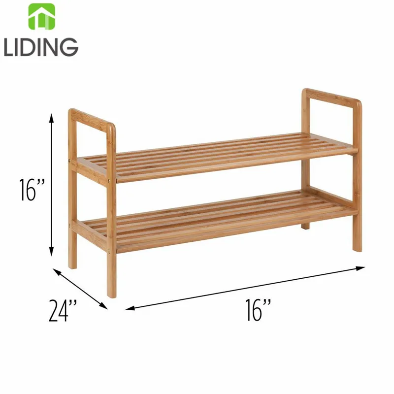 2 Tier Bamboo Shoe Rack Shoe Organizer
