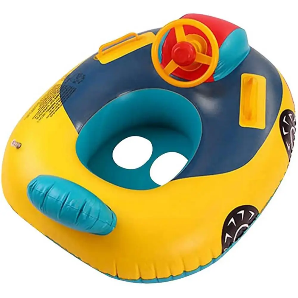 Wheel Baby Custom swimming ring cartoon cute inflatable swimming car boat with horn steering