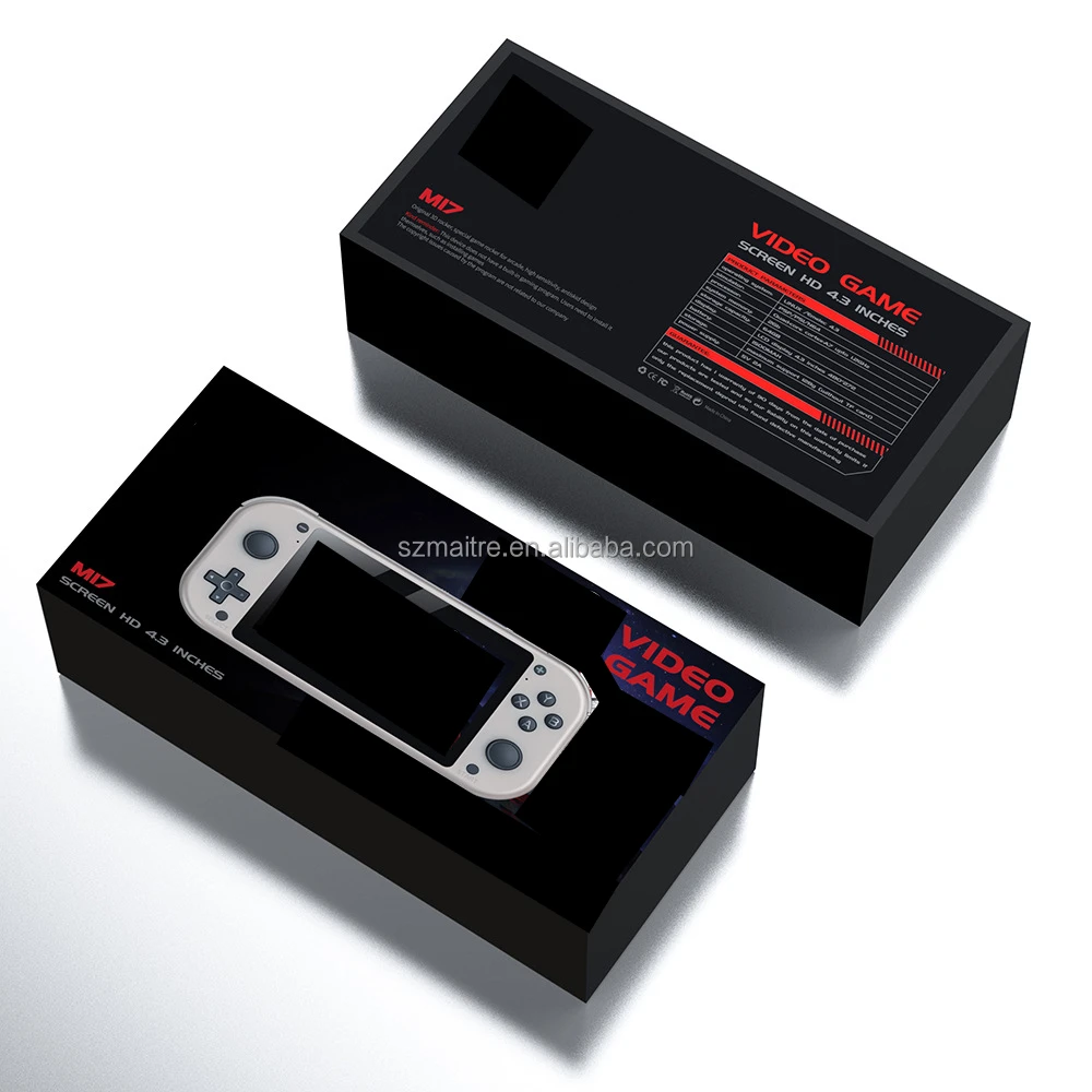 Sliver Gray New M17 Handheld Mini Game Machine 4.3 Inch HD Screen Emuelec Emulator Portable 3D Video Game Player For PSP Games