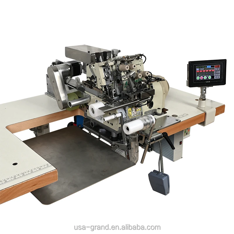 Automatic T-shirt round neck-hoodie ribbed elastic collar/hem YAMATO overlock sewing machine AC1801|GRAND sewing machine