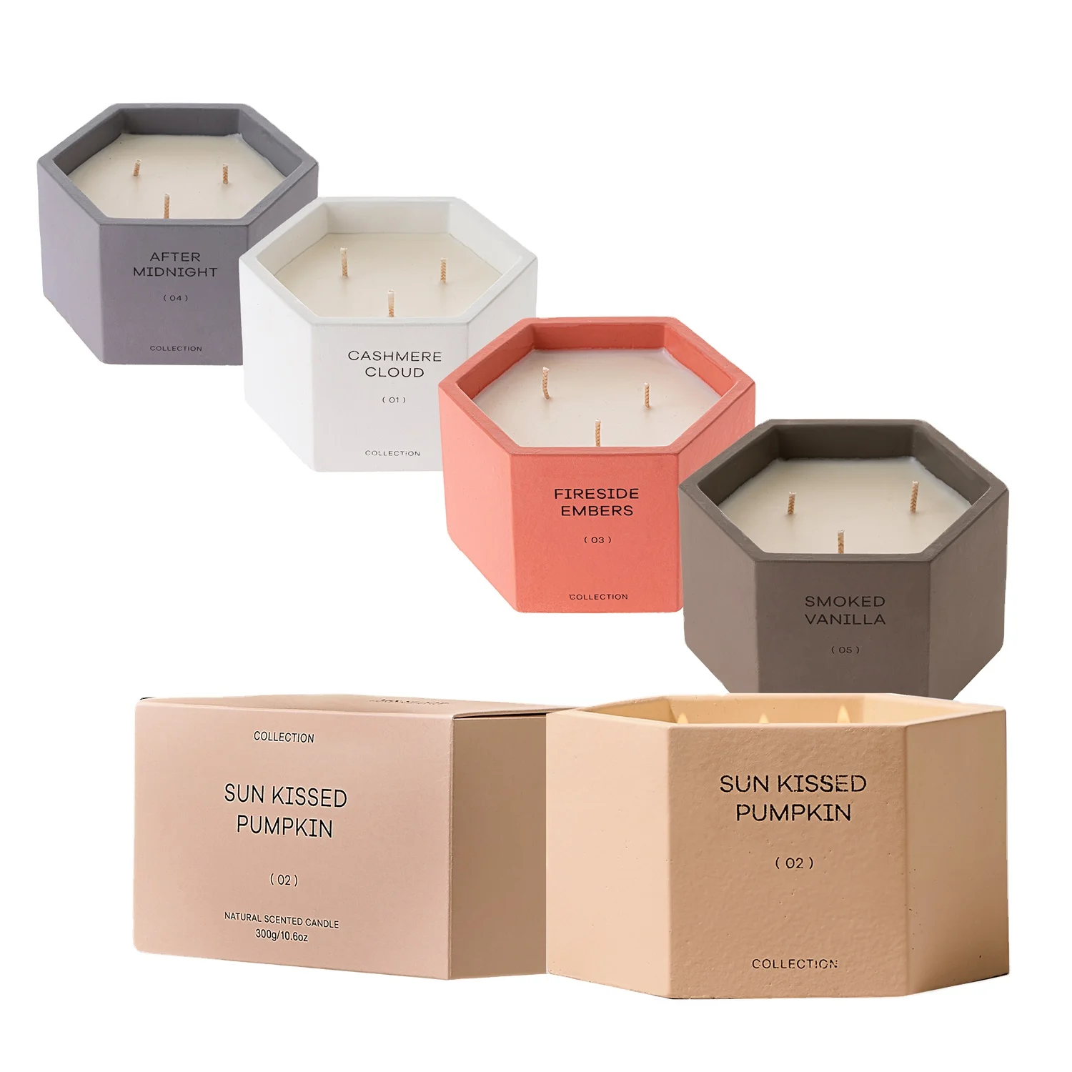 M&Sense custom silk screen cement 3 velas perfumadas de pavio luxury 3 wick scented candle