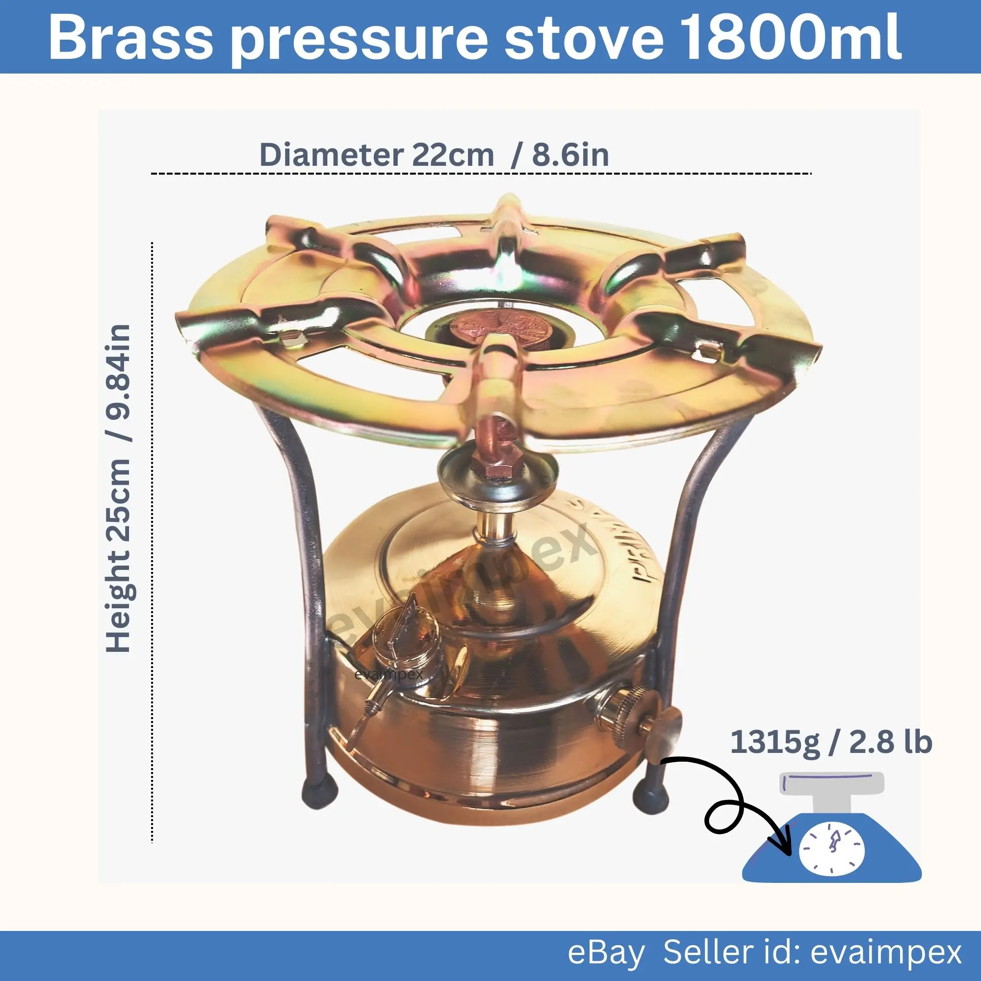 Adjustable Flame Control 1800ml Fuel Portable Brass Kerosene Stove for Camping & Backpacking