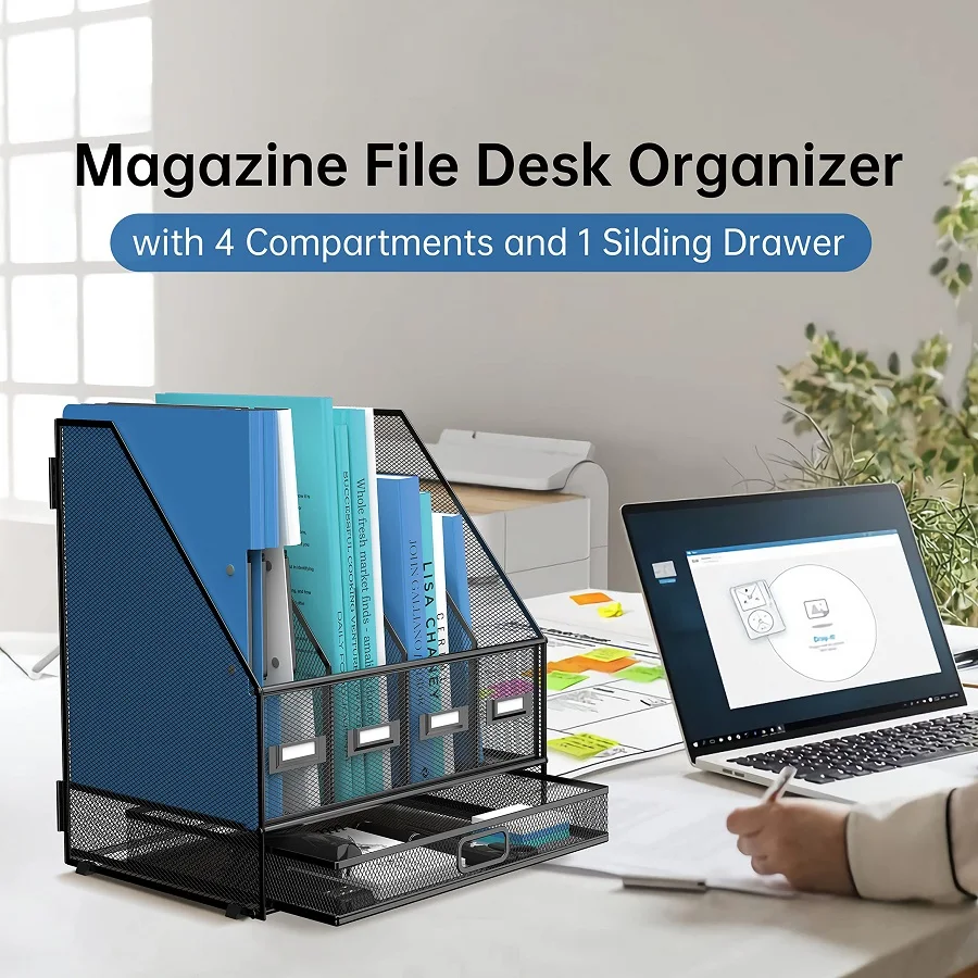 Black Desk Organizer Mesh File Organizer Magazine File Holder for Home Office School