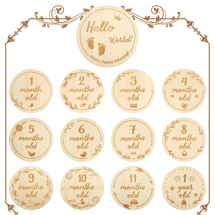 two-sided monthly Muka newborn milepost custom wood baby milestone