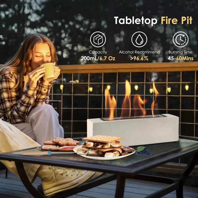 Adding green Factory custom logo Concrete Indoor tabletop smokeless Propane fire pit portable Ethanol Fireplace