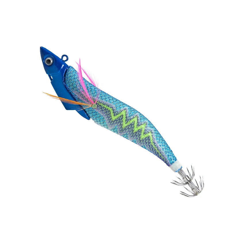 KEWOTE 13cm 42g 5 colors Artificial Wood Shrimp Squid Lure Saltwater Fishing Bait