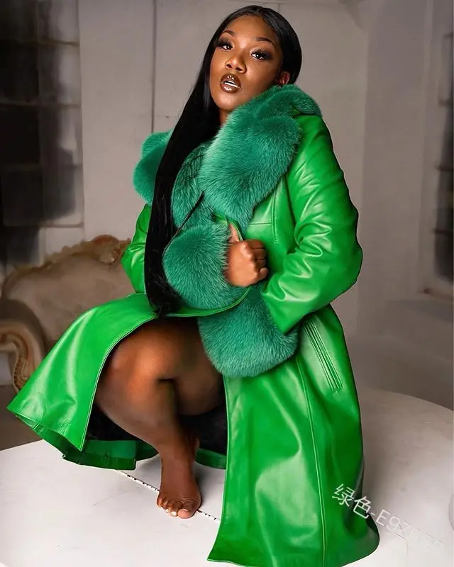 S-5XL 2022 Fall Plus Size Warm Winter Faux Fur Coats Women clothing Wool PU Garment Splicing Ladies Parka Jacket Coats