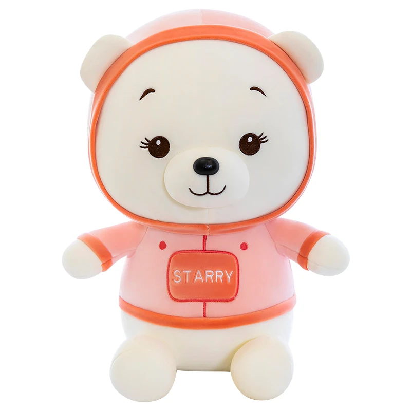 Бесплатная доставка образцов, плюшевая кукла космический медведь от китайского производителя, оптовая продажа, детские мягкие плюшевые игрушки розового/зеленого космоса