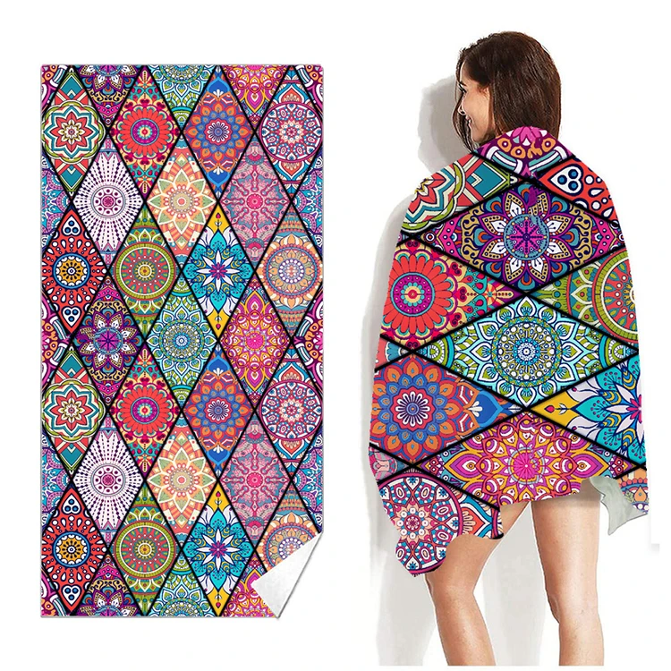 
 Custom Wholesale Sublimated Printed Logo Striped Sand Free Quick Dry Swimming Pool Cabana Stripe Microfibre Beach Towels  