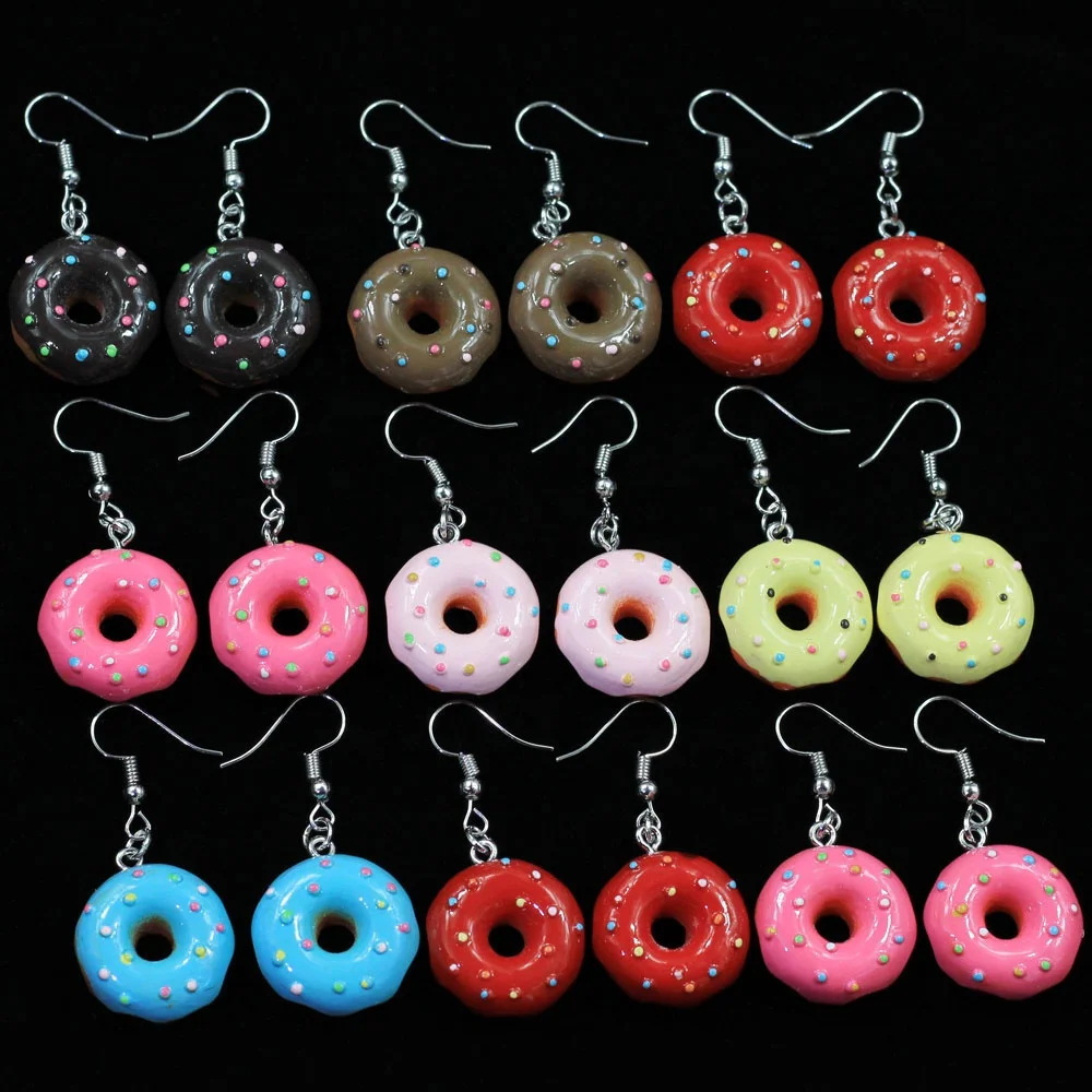 Drop Earrings Handmade Candy Color Cute Cartoon Food Cake Donuts Fashion Jewelry Lovely Valentines Gift Melaleuca cake