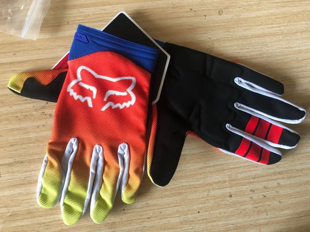 Breathable Blue Full Finger Motorcycle Gloves  Professional Mountain Bike Racing MTB Cycling Gloves