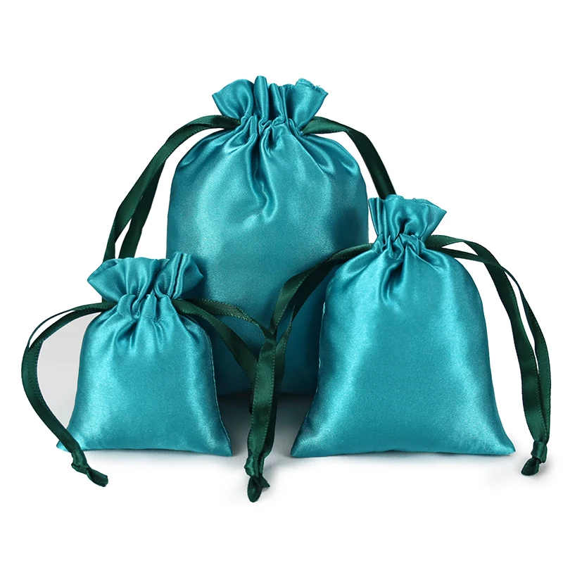 Luxury dust velvet bags custom foil drawstring tassel pink satin blue bag