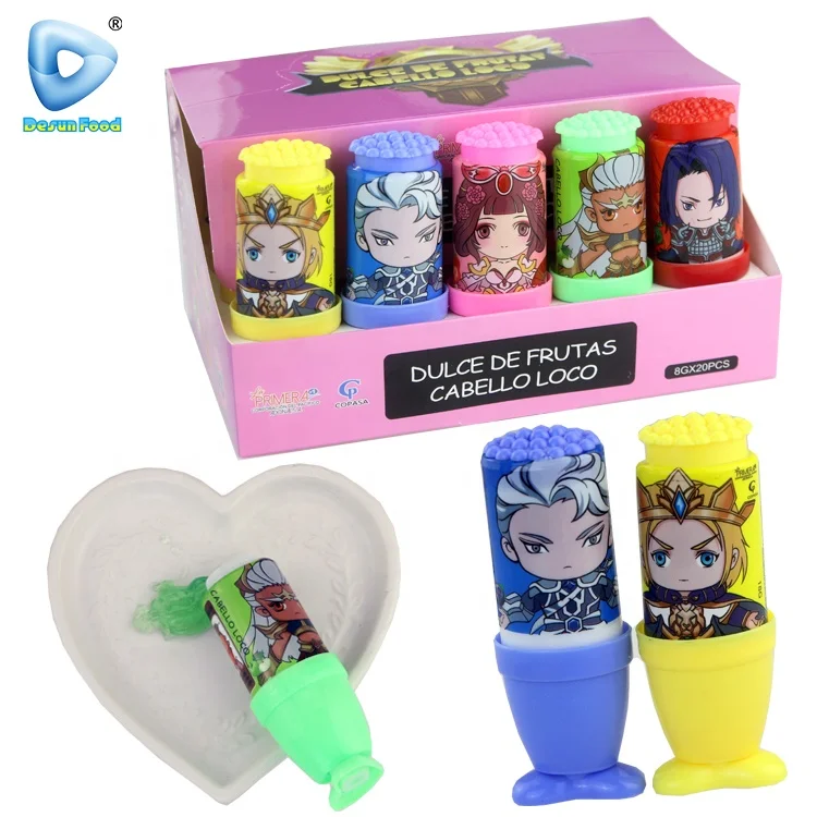Китай, оптовая продажа, сумасшедшие волосы, жидкие конфеты, фрукты, джем, конфеты