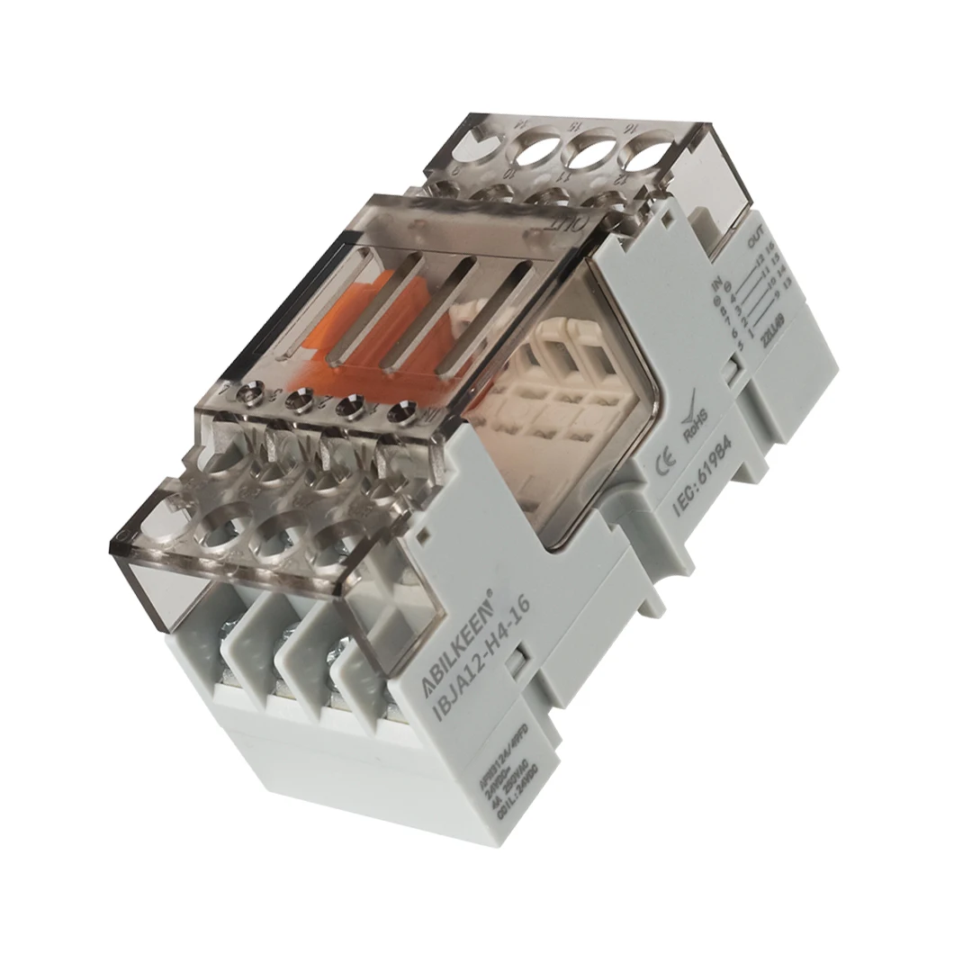 ABILKEEN general purpose relay 4 pole 24VDC 6A relay module LED test button relay and base