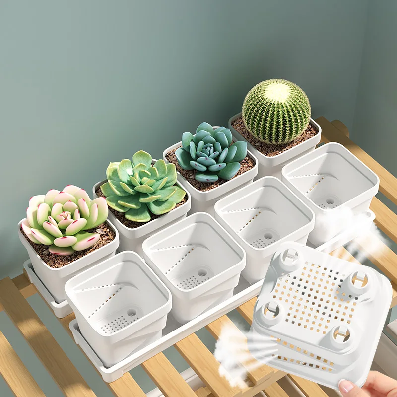 2024 G0077-A36 Nordic Plastic Flowerpot Creative Simple Succulent Flower Pot Geometric Flowerpots Personality Mini Tray