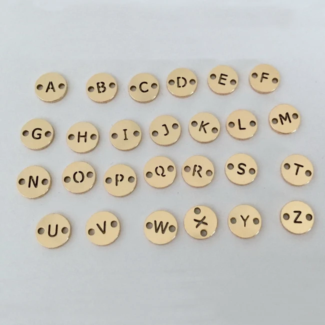 CF048 Round Shape 14K Gold Filled Letter Charm Connector Alphabet A to Z Initial Pendant For Jewelry Making